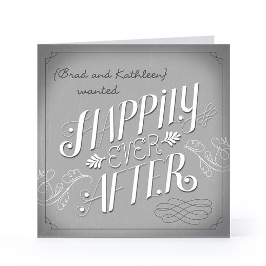 silver retro wedding card